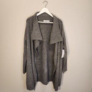 Just Fab Drape Front Ribbed Cardigan Grey Neutral Fall Winter Layer - Size M
